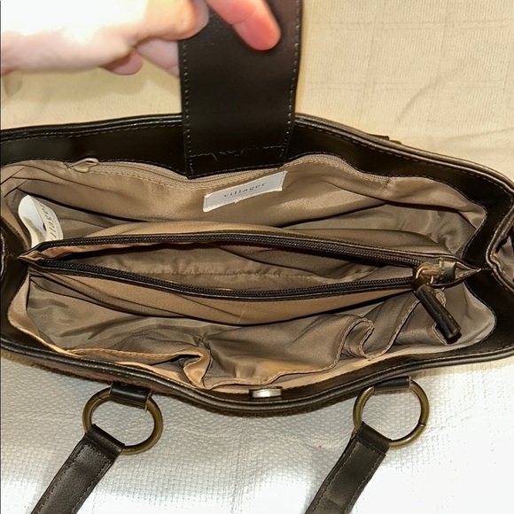 Villager/A Liz Claiborne Company Patterned Brown and Black Tote Bag - Picture 7 of 9